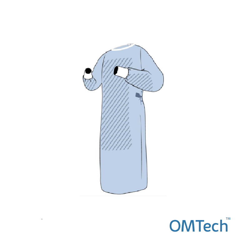 Халат медичний OMTech™ (захисний) ламінований на зав'язках, довжиною 130 см (розмір 50-52 (L)) (ламінований спанбонд - 45 г/м2), стерильний